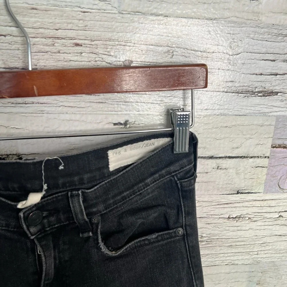 Rag & Bone Rock w/ Holes Skinny Jeans Women's Size 25 Black Distressed Stretch - Picture 3 of 9